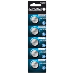 Baterie litowe everActive CR2025 – zestaw 5 sztuk